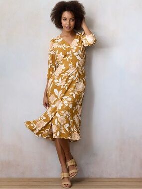 Lauren Conrad Silky Floral Midi Dress Empire Waist XL